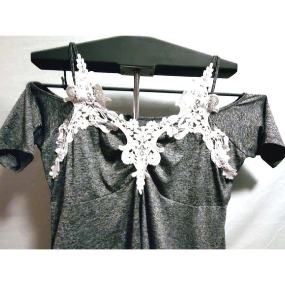 Gray Space Dye Lace Embellished Shirt - Picture 4 of 6